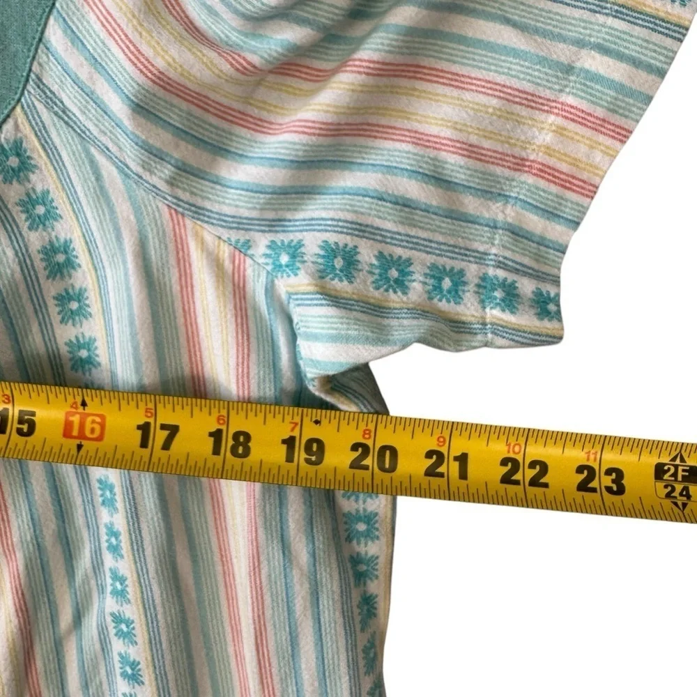 Go Softly Patio House Dress Women's Medium Teal Flowers. - Picture 4 of 6